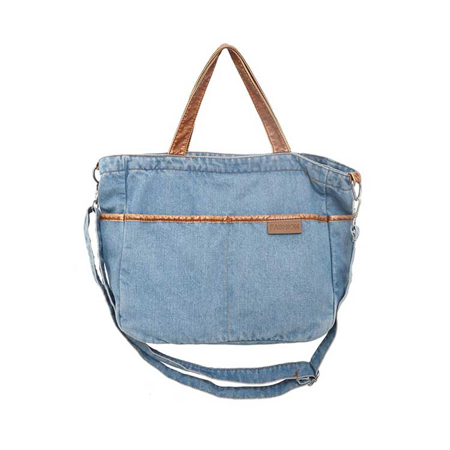 Fashion Favorite Denim Schoudertas - Lichtblauw | 36 x 33 x 18 cm | Katoen