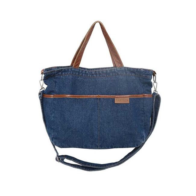 Fashion Favorite Denim Schoudertas - Donkerblauw | 36 x 33 x 18 cm | Katoen