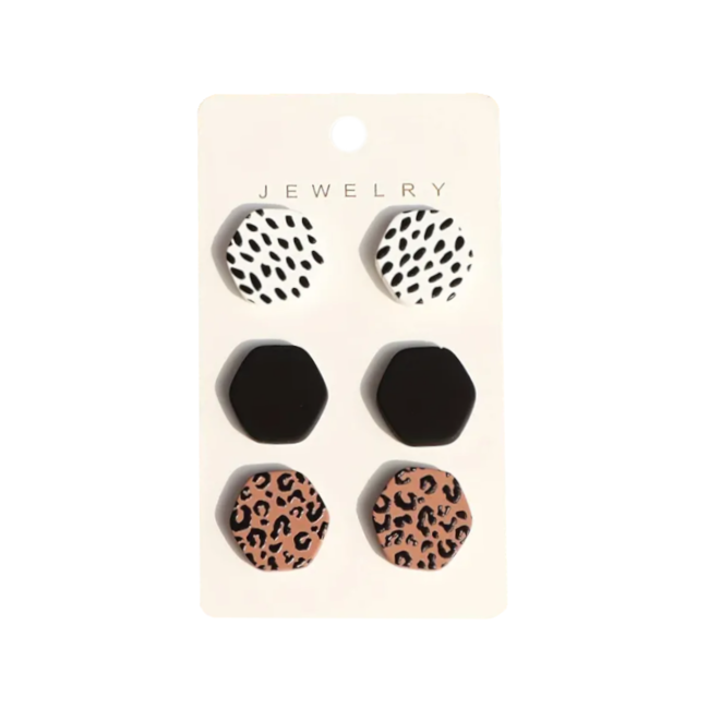 Fashion Favorite Clay Stud Oorbellen - Set #4 | Hexagon - Acryl | 1,8 x 1,8 cm