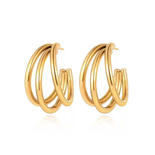 Fashion Favorite Oorbellen 3 Rings - Goudkleurig | Bijoux / Messing
