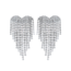Heart Strass Oorhangers - Zilverkleurig | 5,5 x 3 cm | Staal