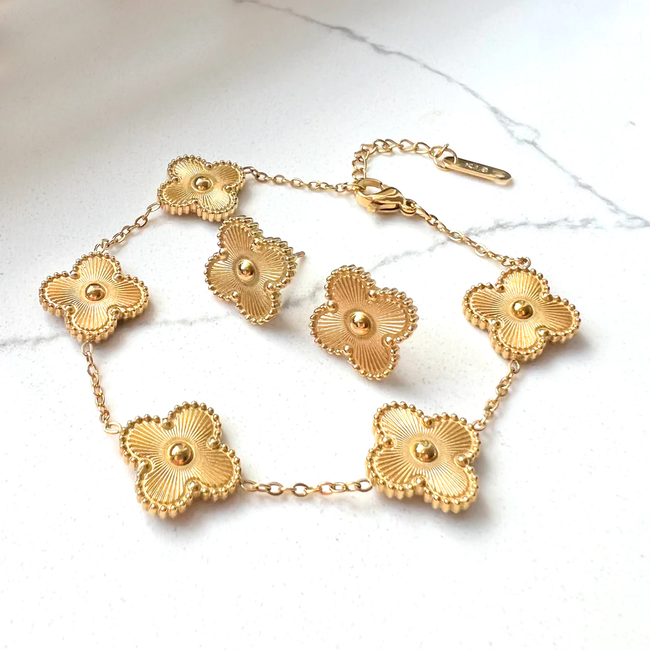 Clover Armband - Goudkleurig | 17+5 cm | Stainless Steel