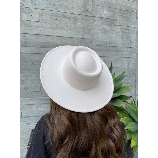 Fedora Hoed - Brim Wit | Verstelbaar | 56 - 60 cm