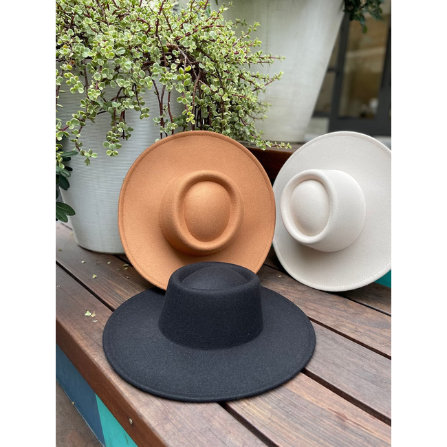 Fedora Hoed - Brim Zwart | Verstelbaar | 56 - 60 cm