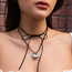 Fashion Favorite Koord Ketting Hart | Zwart/Zilver | 142 cm | Fashion Favorite