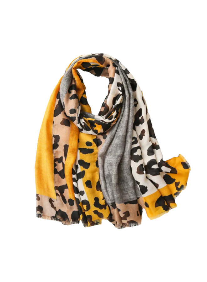 Leopard Sjaal Geel | 180 x 90 cm | Katoen / Polyester