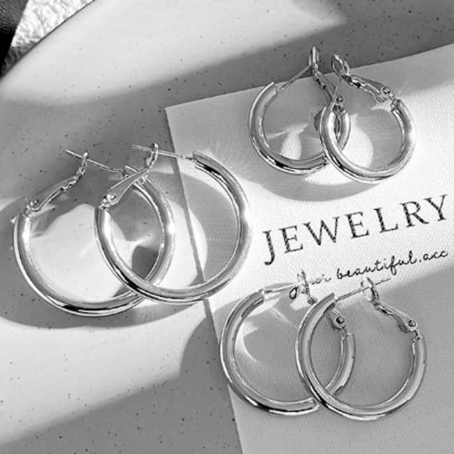 Chunky Hoops Oorringen - Zilverkleurig | 20 mm | Stainless Steel