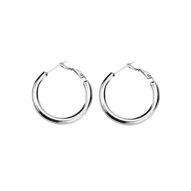 Fashion Favorite Chunky Hoops Oorringen - Zilverkleurig | 25 mm | Stainless Steel