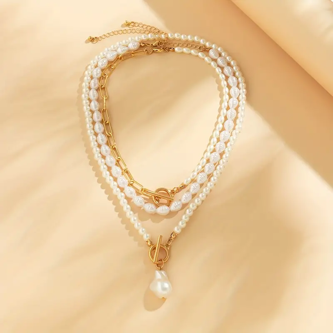 Chain Pearl - Parel Ketting | Set 3 stuks | Imitatieparel / Bijoux