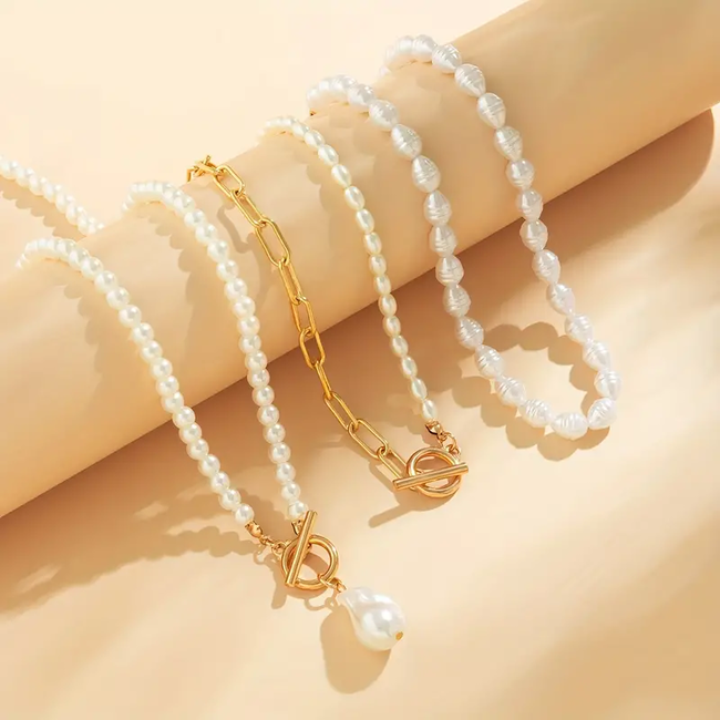 Chain Pearl - Parel Ketting | Set 3 stuks | Imitatieparel / Bijoux