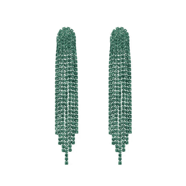 Fashion Favorite Strass Oorhangers - Groen | 9 x 1,5 cm |  Bijoux/Zirkonia