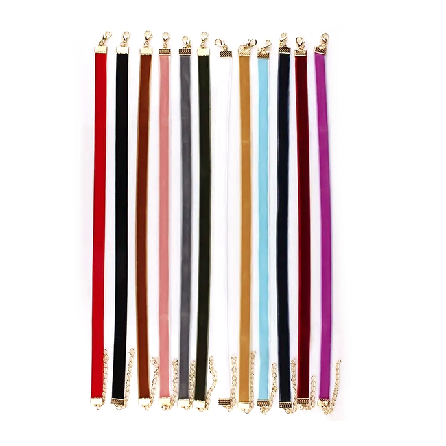 Velvet Choker Ketting #1 | Set van 6 stuks | 30 + 5 cm