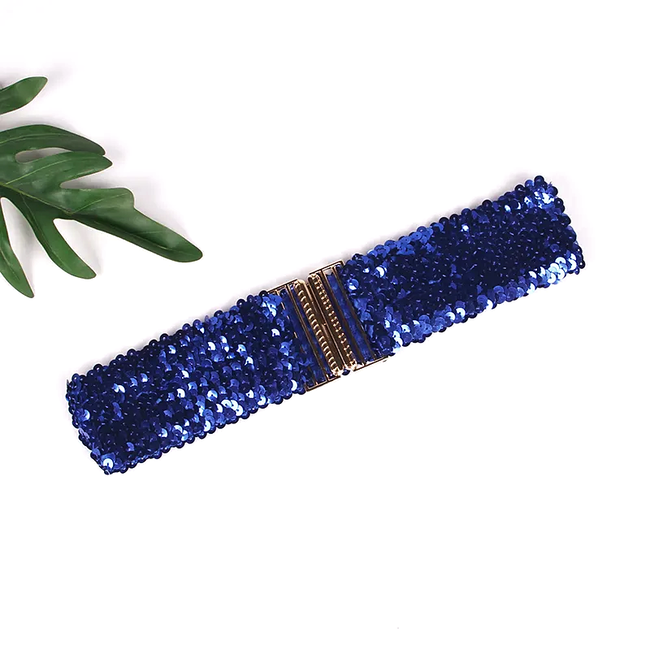 Sparkle Taille Riem - Blauw | 65 - 95 cm | Elastische Glitter Riem