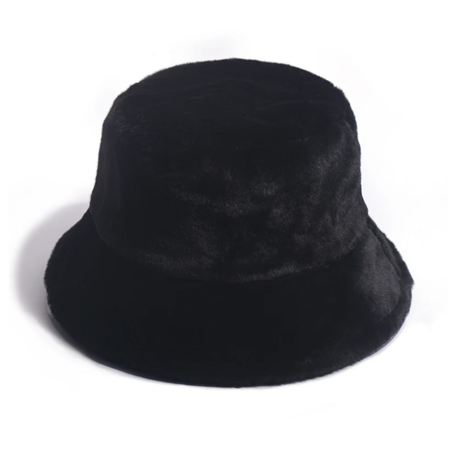 Fashion Favorite Furry Bucket Hat / Vissershoed - Zwart | Polyacryl | 56-58 cm