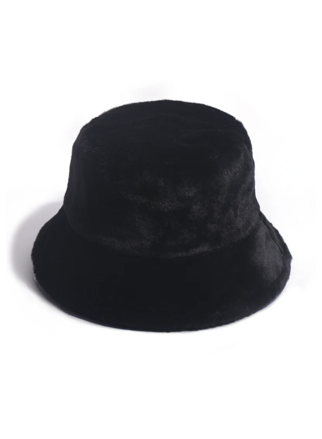 Furry Bucket Hat / Vissershoed - Zwart | Polyacryl | 56-58 cm