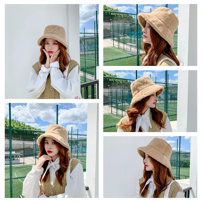 Furry Bucket Hat / Vissershoed - Beige | Polyacryl | 56-58 cm