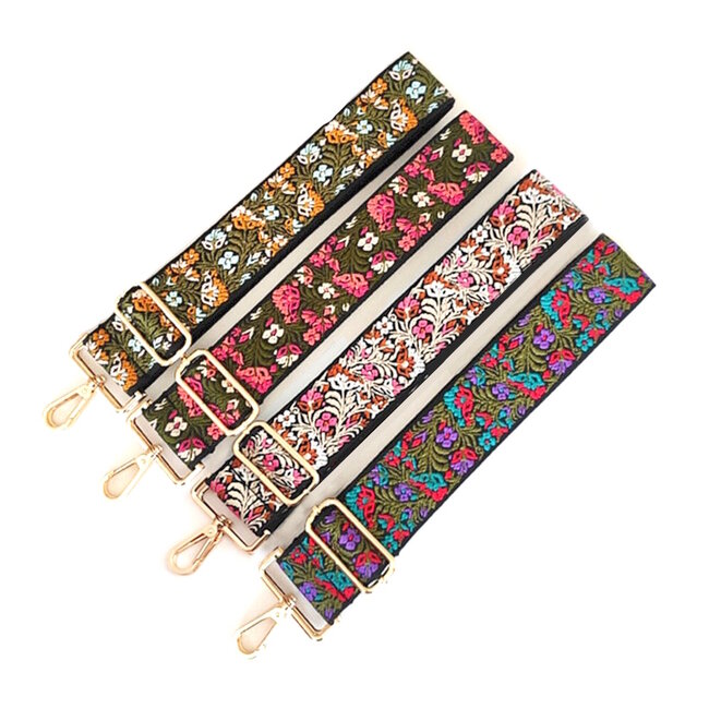 Bag Strap / Tas Riem | Pink - Brown Bloom | Schouderriem