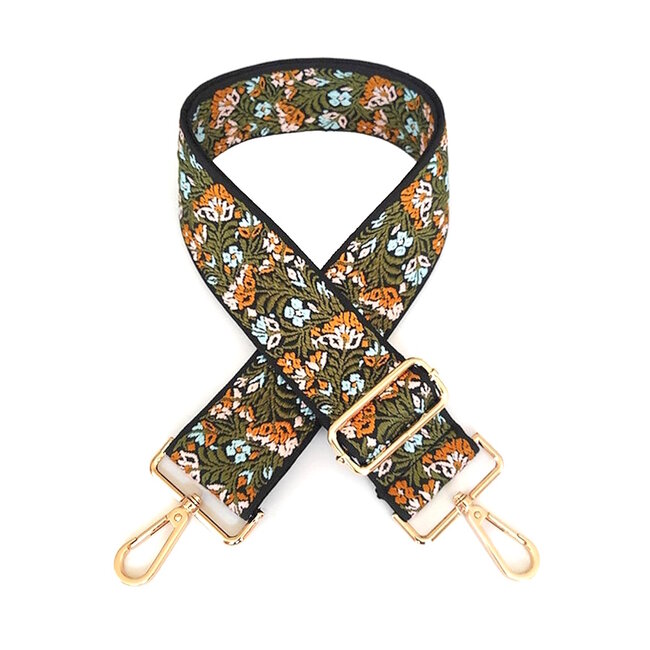 Fashion Favorite Bag Strap / Tas Riem | Brown - Green Bloom | Schouderriem