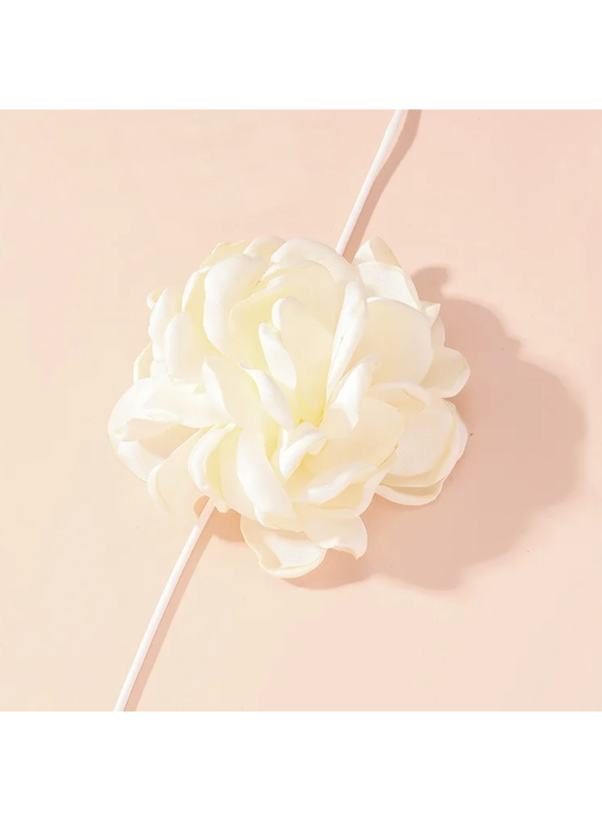 Koord Ketting - Bloem Crème | 185 cm | Fashion Favorite