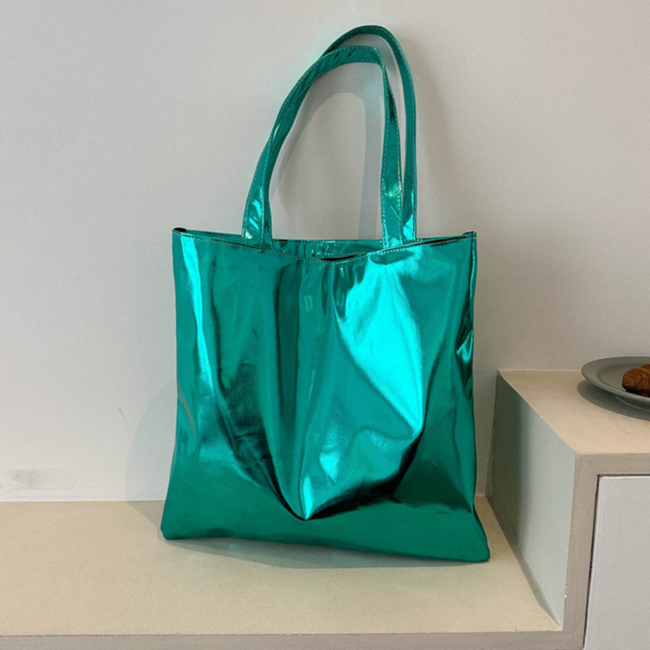 Metallic Shopper - Groen | 38 x 36,5 cm | Schoudertas | PU Leer