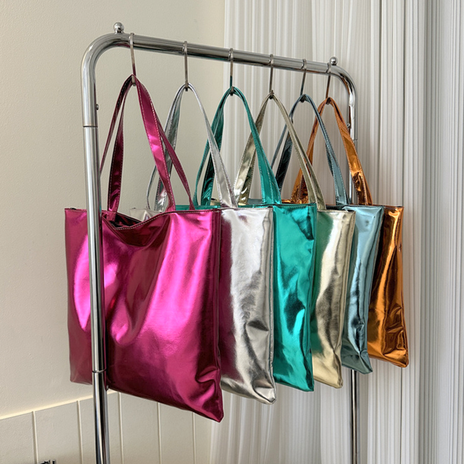 Metallic Shopper - Groen | 38 x 36,5 cm | Schoudertas | PU Leer