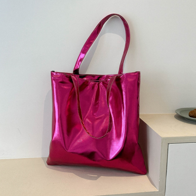 Metallic Shopper - Roze | 38 x 36,5 cm | Schoudertas | PU Leer