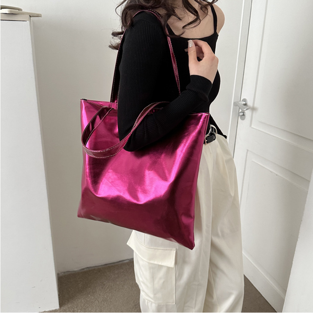 Metallic Shopper Roze 38 x 36 5 cm Schoudertas PU Leer