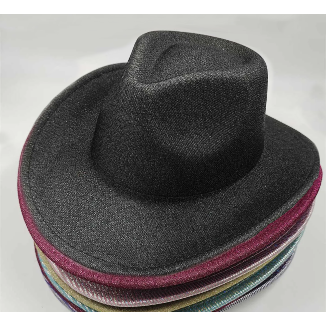 Cowboy Hoed - Metallic Zwart | Verstelbaar | 56 - 58 cm