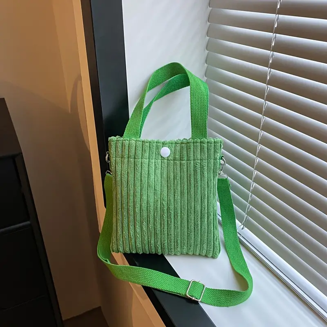 Mini Schoudertas - Corduroy Groen | Ribfluweel | 20,5 x 19 x 0.5 cm