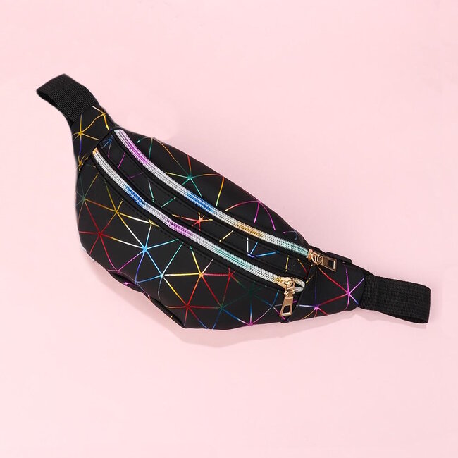 Heuptas - Geometric Zwart | Kunstleer/Polyester | 30 x 13 cm