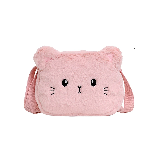 Fluffy Tasje - Poes Roze | 20 x 15 x 6 cm | Polyester / Acryl