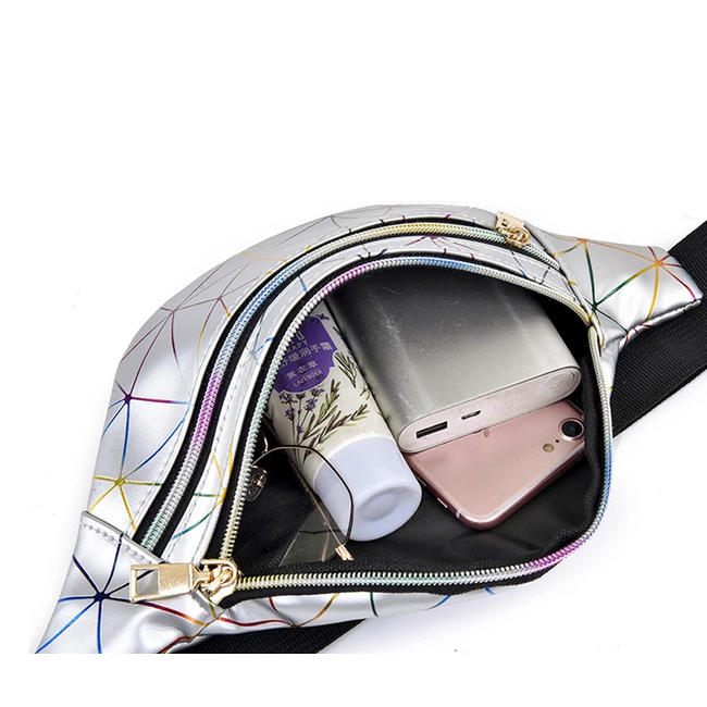 Heuptas - Geometric Wit | Kunstleer/Polyester | 30 x 13 cm