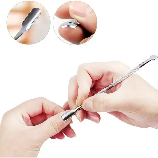 Nagelriem Verzorging - Set 4 Stuks | RVS | Bokkepootje / Cuticle Pusher