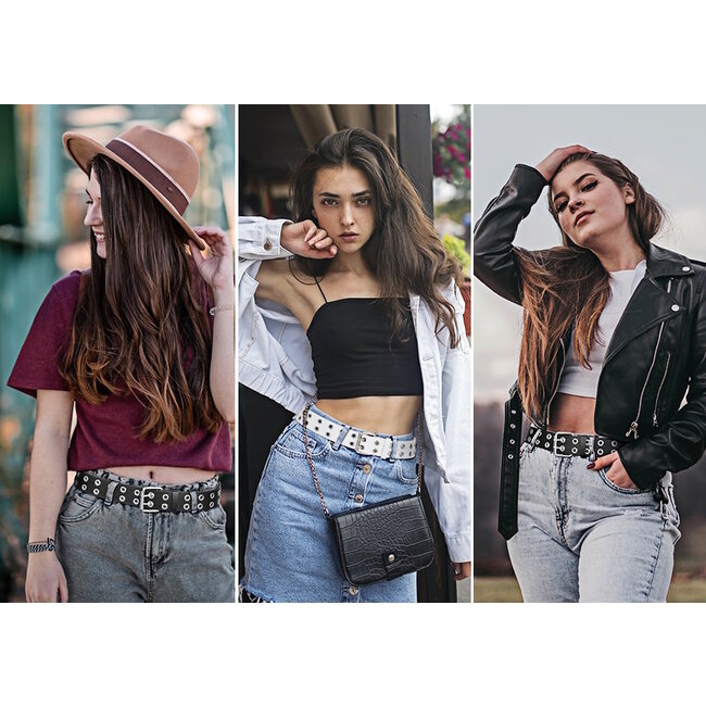 Studs Riem - Zwart | Riemmaat 90 cm | Kunstleer