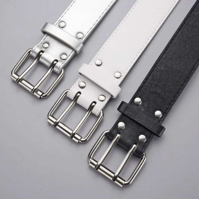 Studs Riem - Zilver | Riemmaat 90 cm | Kunstleer