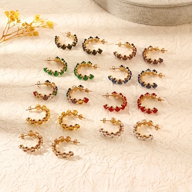 YARE Oorringen - Wit/Goud | 2,8 x 2,8 cm | Stainless Steel