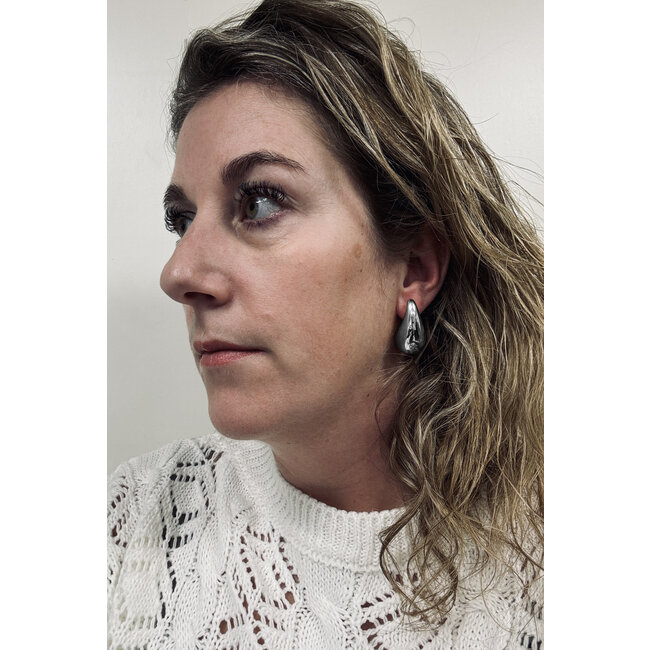 Druppel Oorbellen - Zilverkleurig | 3,1 x 1,7 cm | Stainless Steel / Silverplated