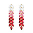 Fashion Favorite Strass Leaf Oorhangers - Rood | 6,5 x 1,9 cm | Zirkonia / Bijoux