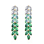 Fashion Favorite Strass Leaf Oorhangers - Groen | 6,5 x 1,9 cm | Zirkonia / Bijoux