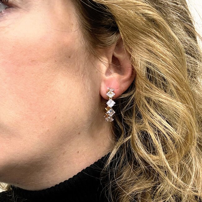 YARE Oorringen - Wit/Goud | 2,8 x 2,8 cm | Stainless Steel