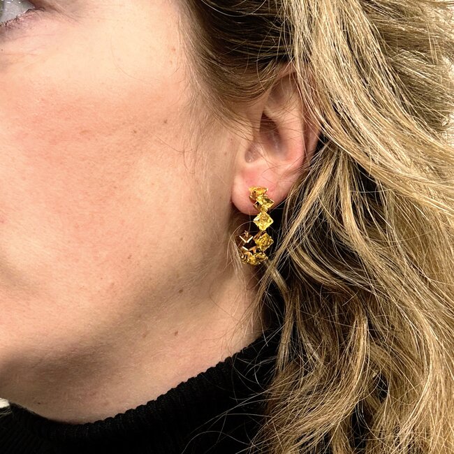 YARE Oorringen - Goud/Goud | 2,8 x 2,8 cm |  Stainless Steel