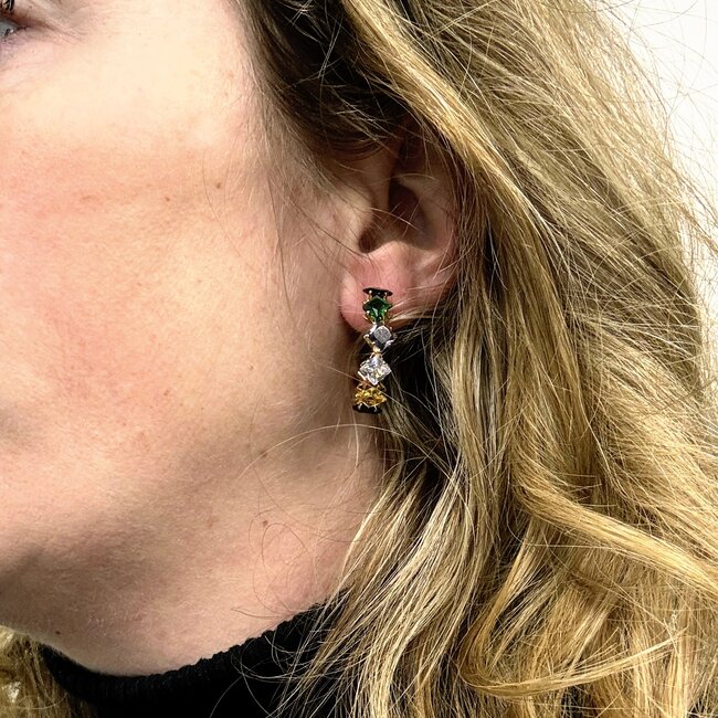 YARE Oorringen - Multi/Goud | 2,8 x 2,8 cm |  Stainless Steel