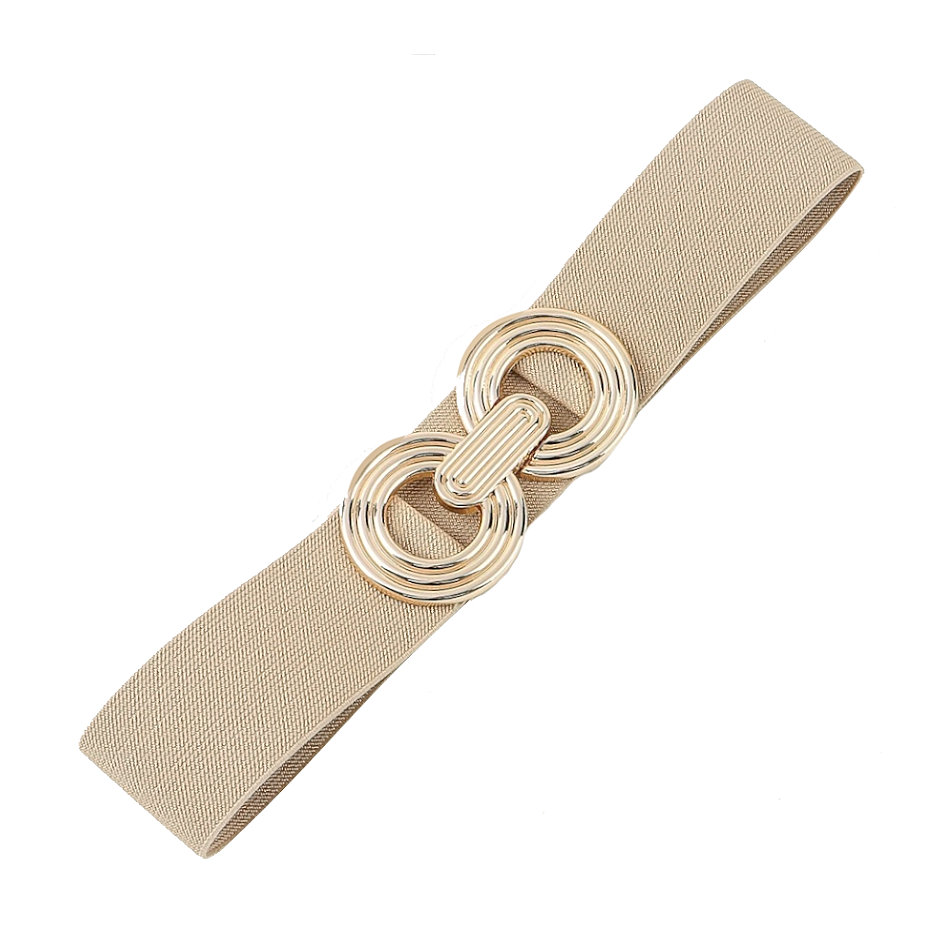 Gouden brede riem, stretchriem voor dames, elastische damesriem, stretchriem voor jurken en broeken, goud gouden gesp, verstelbaar voor taillebreedtes van 91 cm tot 120 cm