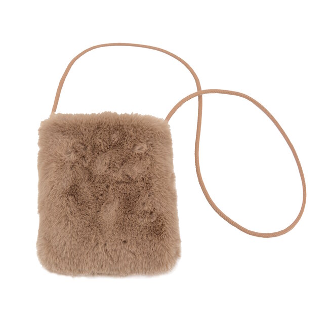 Fashion Favorite Fluffy Tasje - Coco Brown / Bruin | 22 x 18 x 6 cm | Telefoontasje