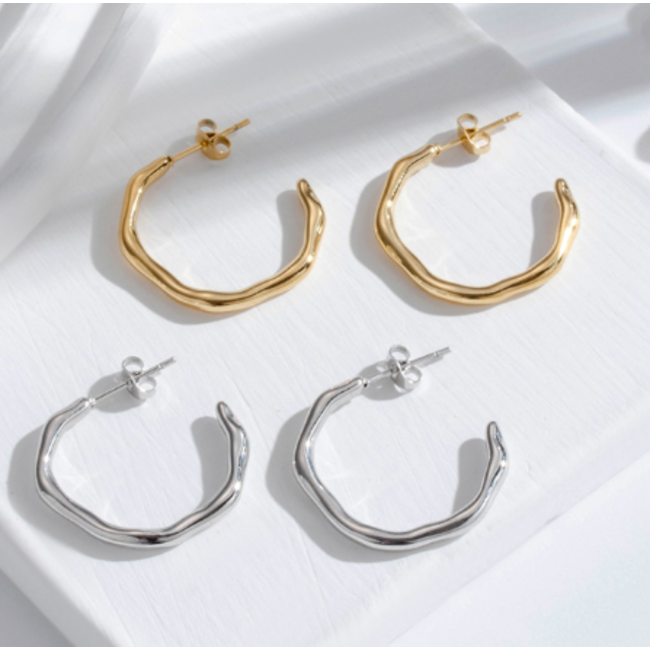 Oorringen - Swirl Zilverkleurig | 25 x 25 mm | Stainless Steel