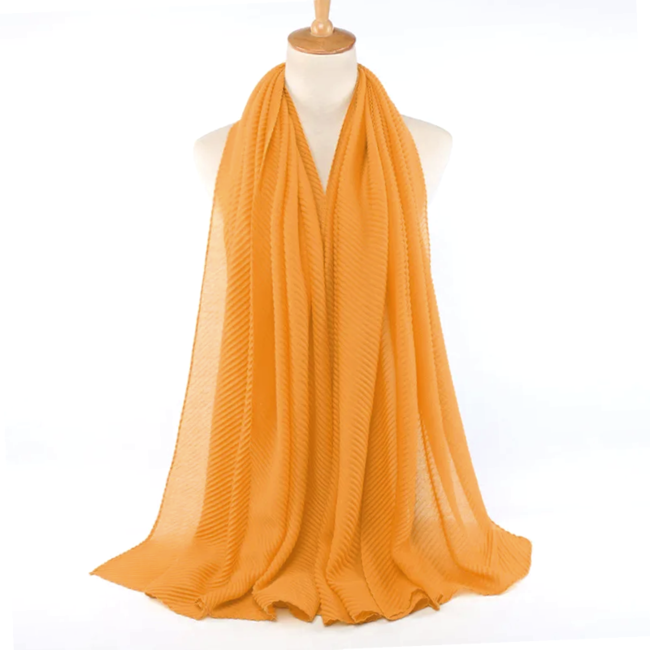 Fashion Favorite Crinkle Sjaal - Okergeel | Polyester | 180 x 90 cm