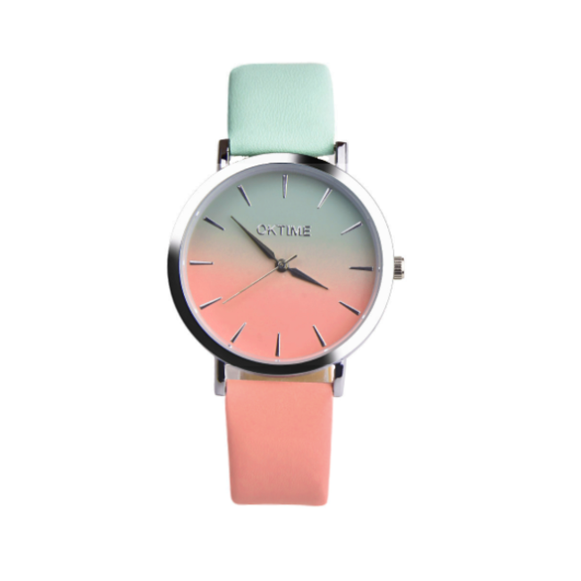 Fashion Favorite Ombre Horloge - Roze/Mintgroen | Kunstleder | Ø 40 mm