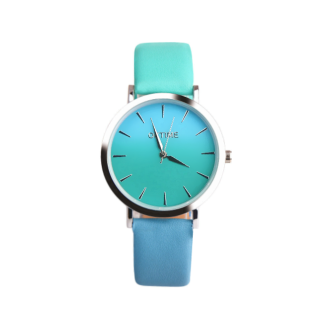 Fashion Favorite Ombre Horloge - Groen/Blauw | Kunstleder | Ø 40 mm