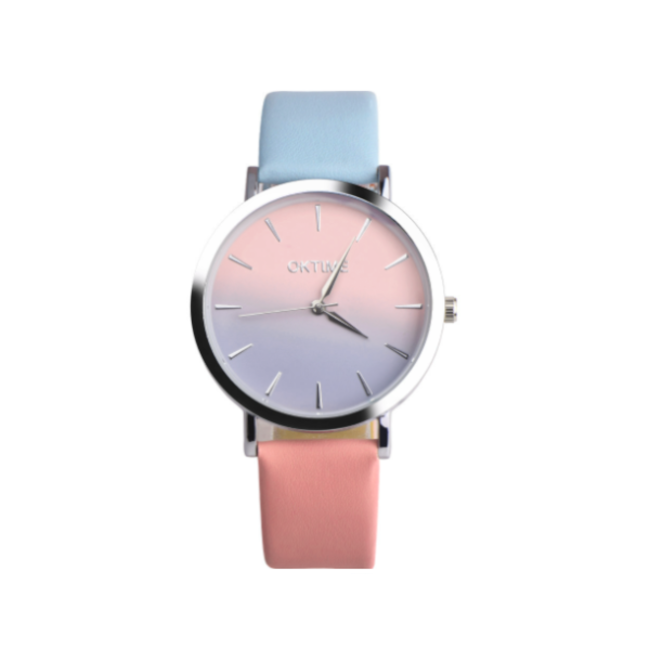 Fashion Favorite Ombre Horloge - Roze/Blauw | Kunstleder | Ø 40 mm