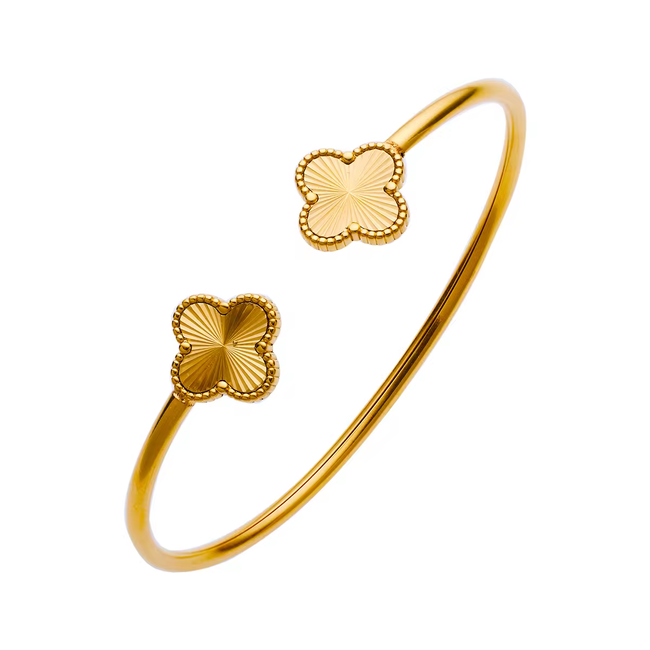 Fashion Favorite Clover Bangle - Goudkleurig | 17 cm | Stainless Steel